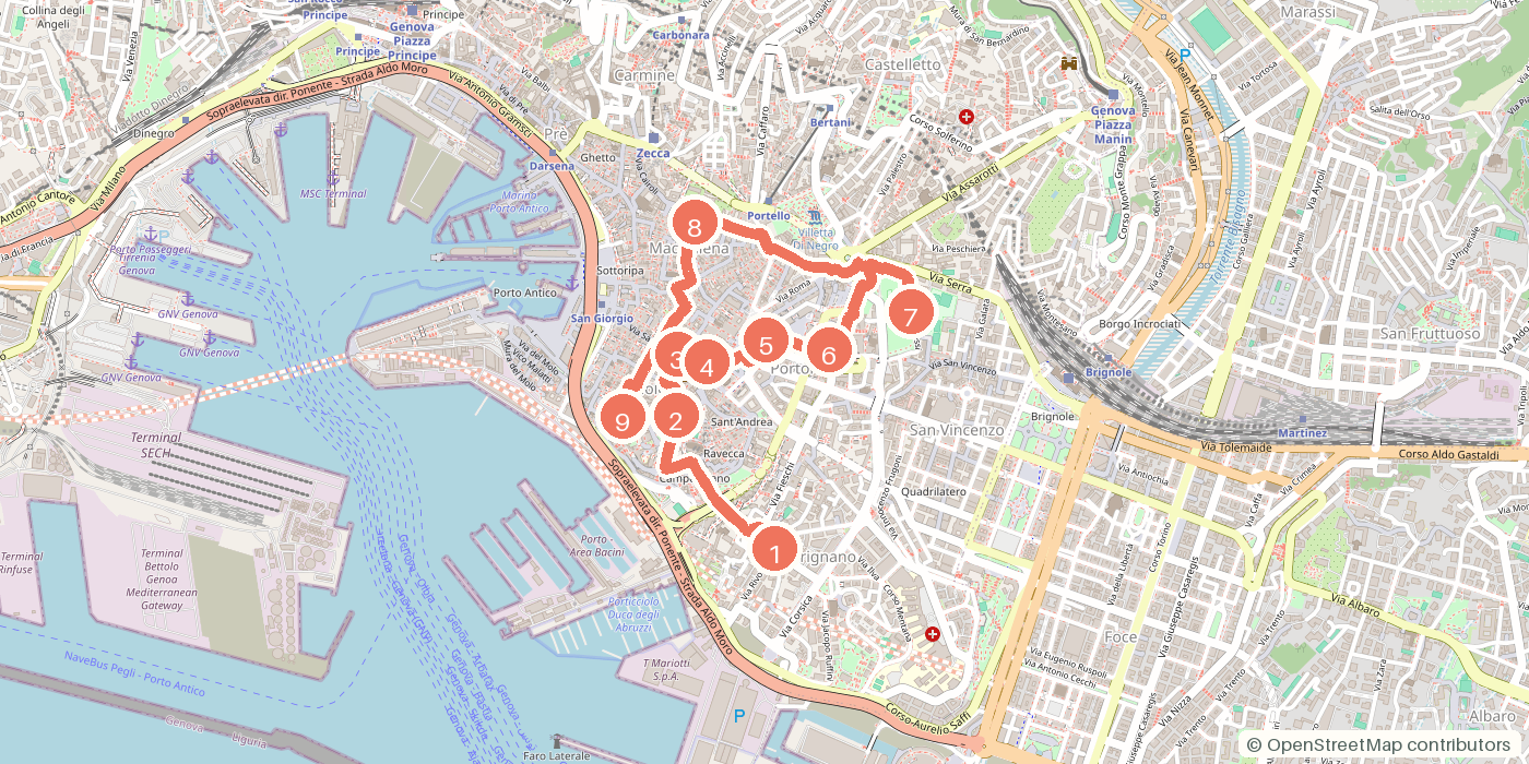 Carte du parcours à pied