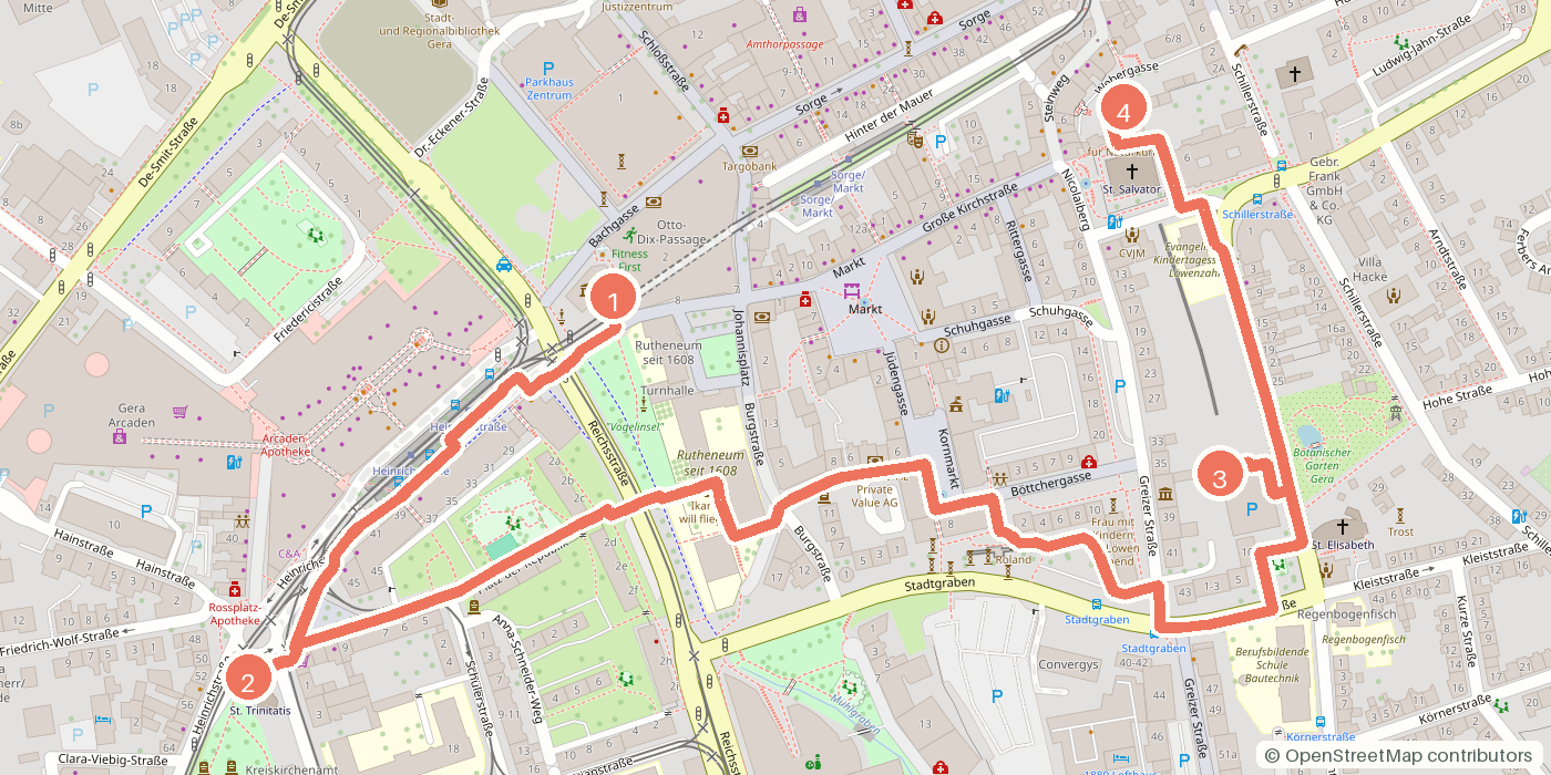 Carte du parcours à pied