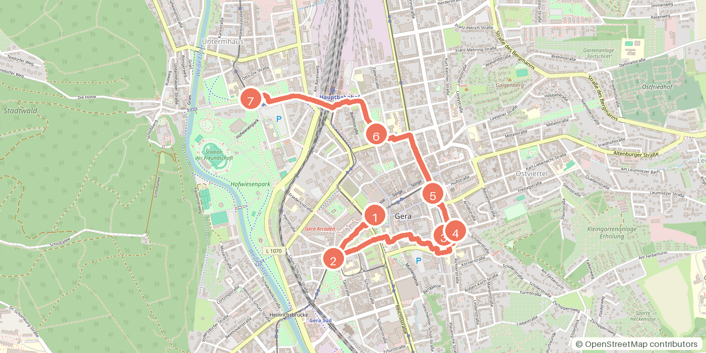 Carte du parcours à pied