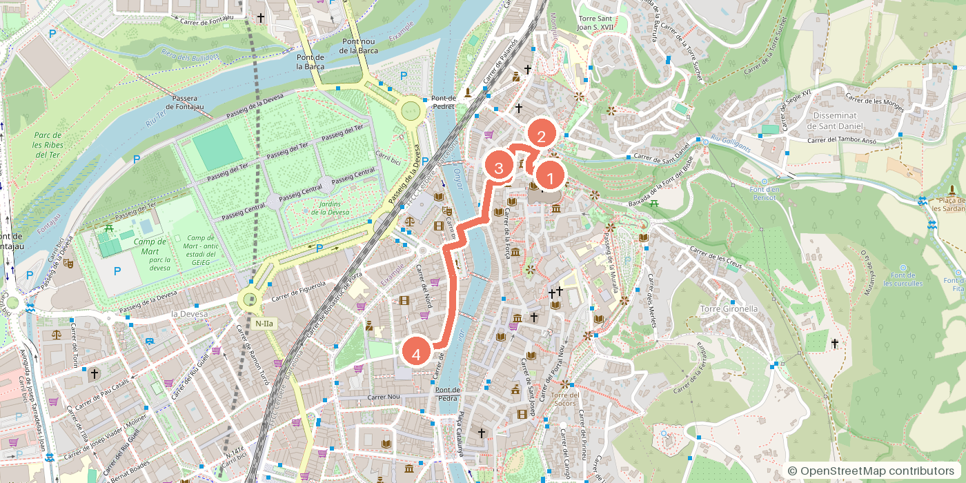 Carte du parcours à pied