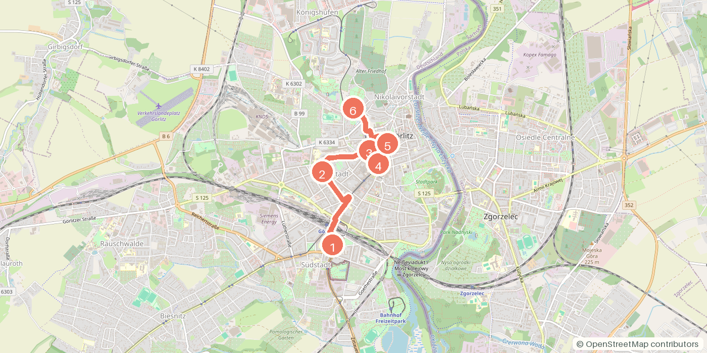 Carte du parcours à pied