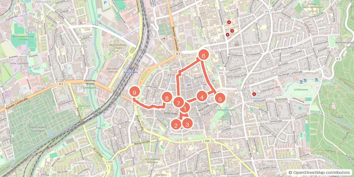 Carte du parcours à pied