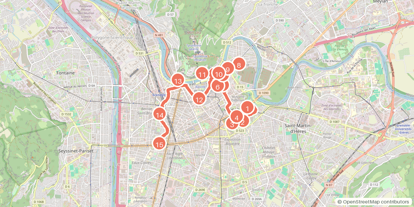 Carte du parcours à pied