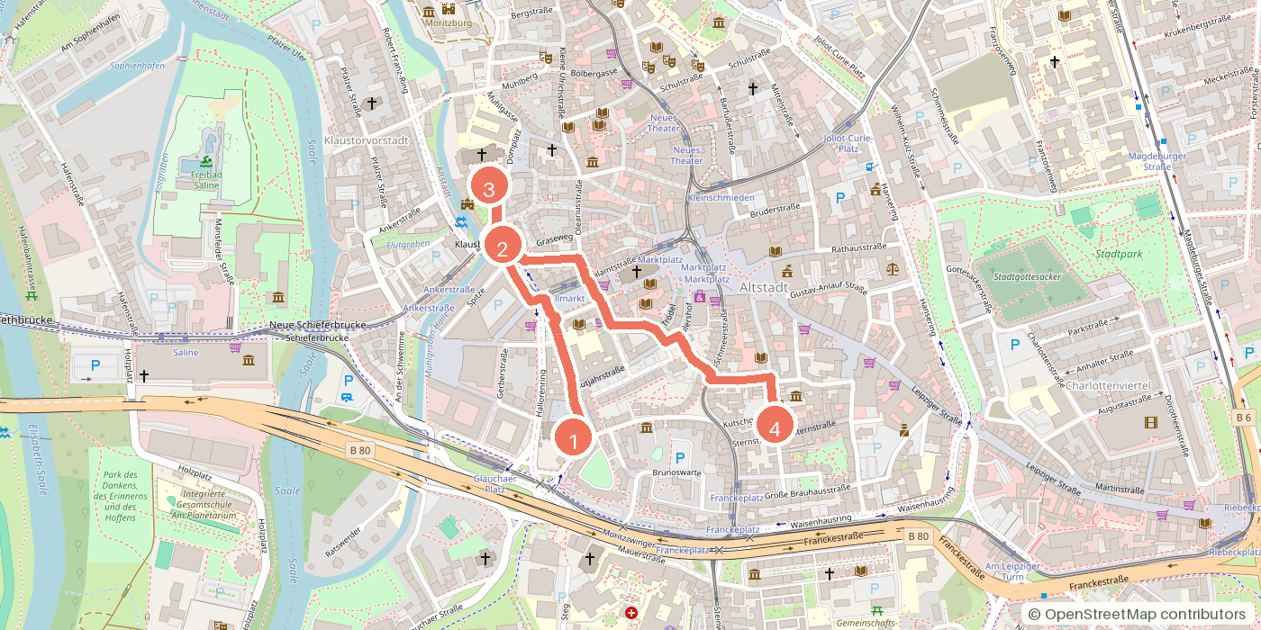 Carte du parcours à pied
