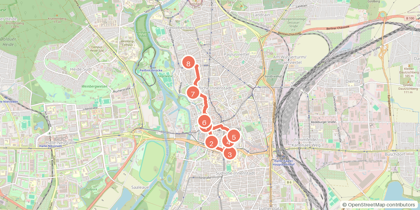 Carte du parcours à pied