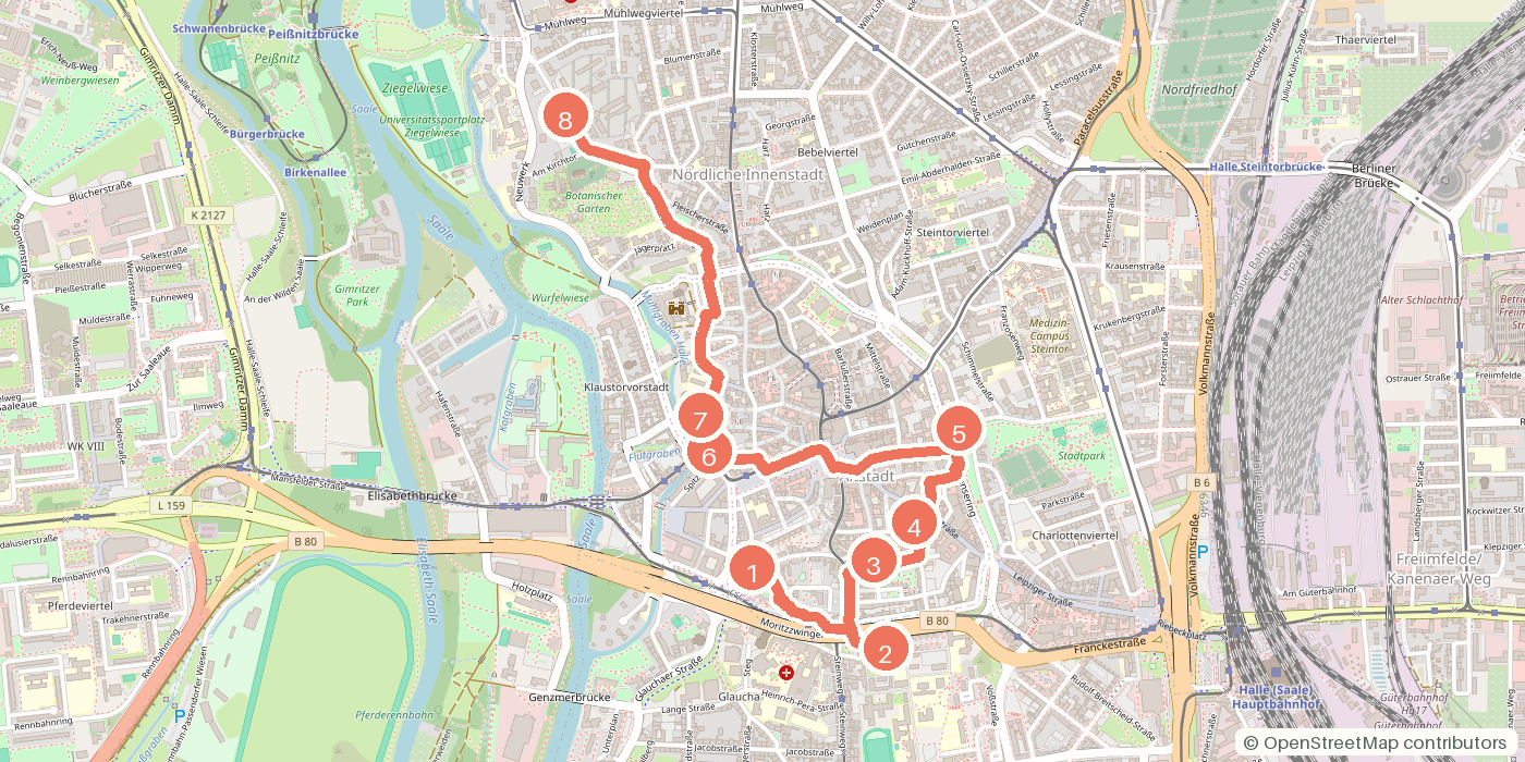 Carte du parcours à pied
