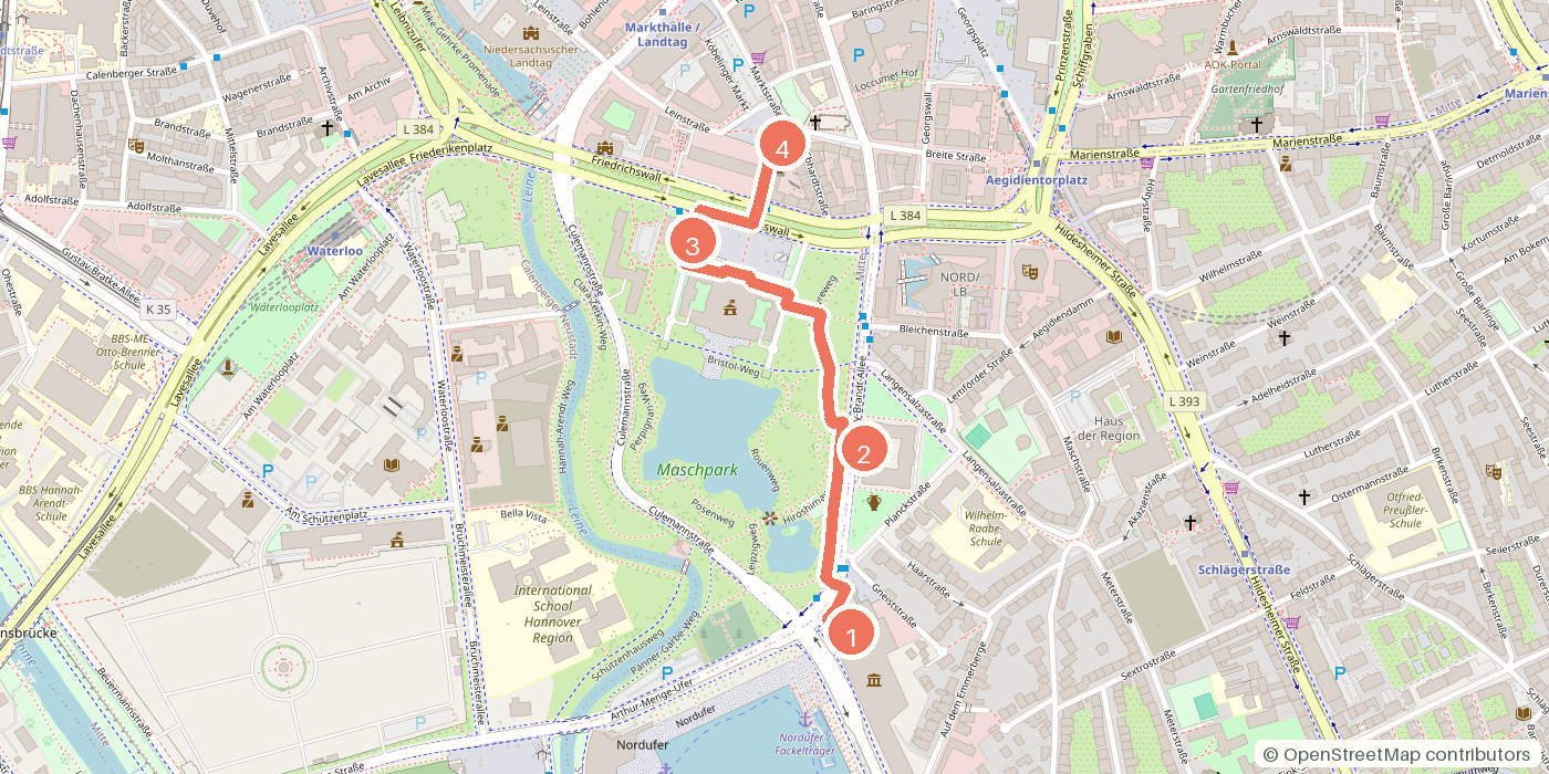 Carte du parcours à pied