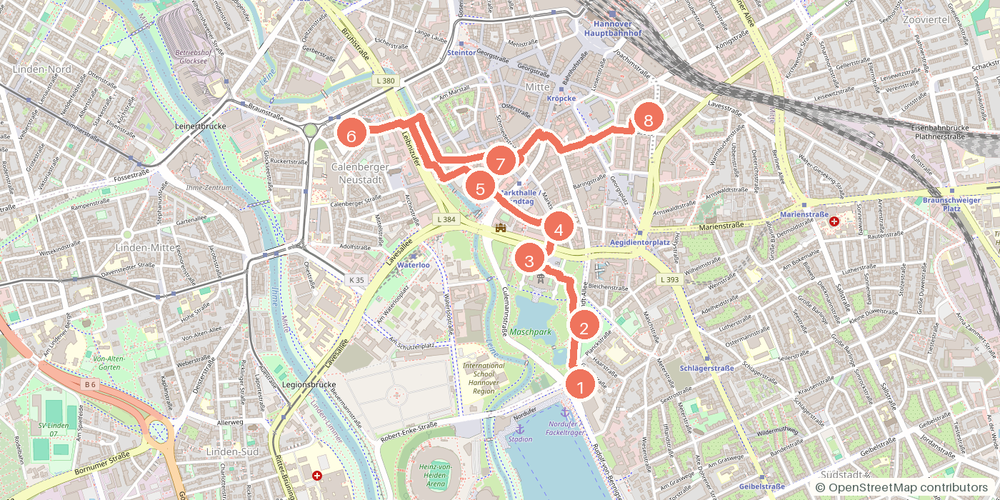 Carte du parcours à pied