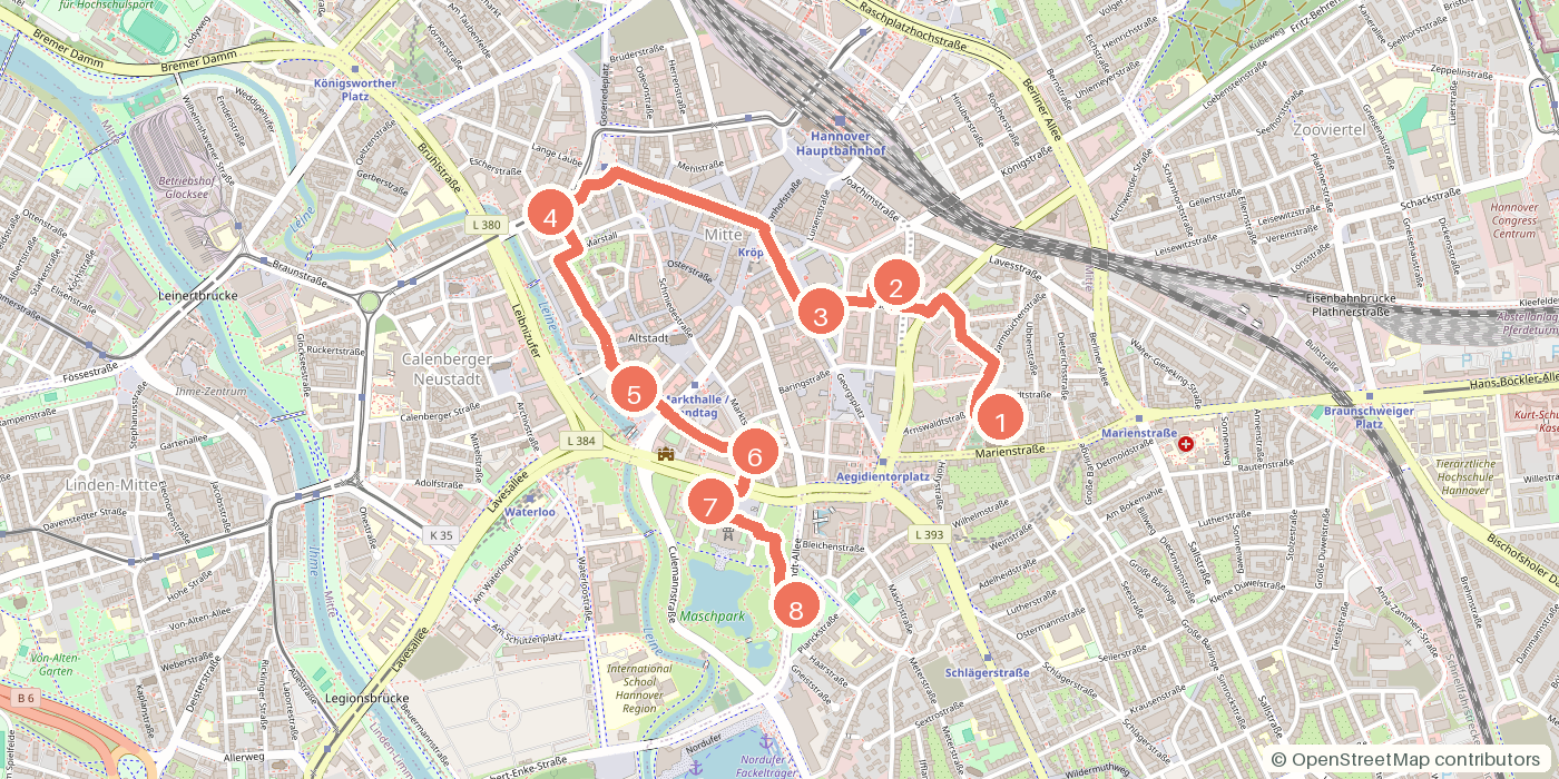 Carte du parcours à pied