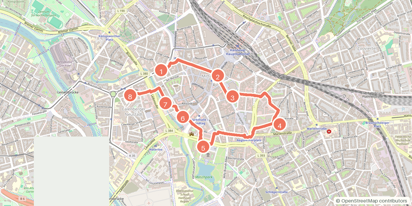 Carte du parcours à pied