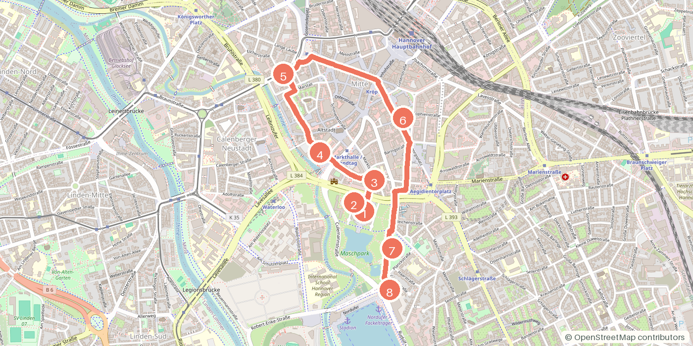 Carte du parcours à pied