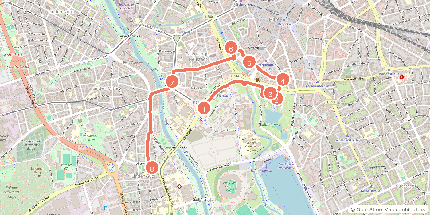 Carte du parcours à pied