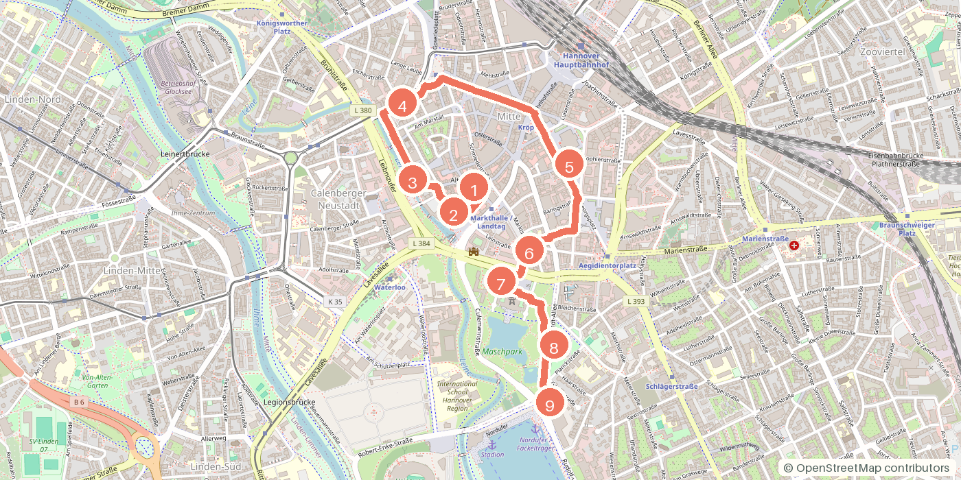 Carte du parcours à pied