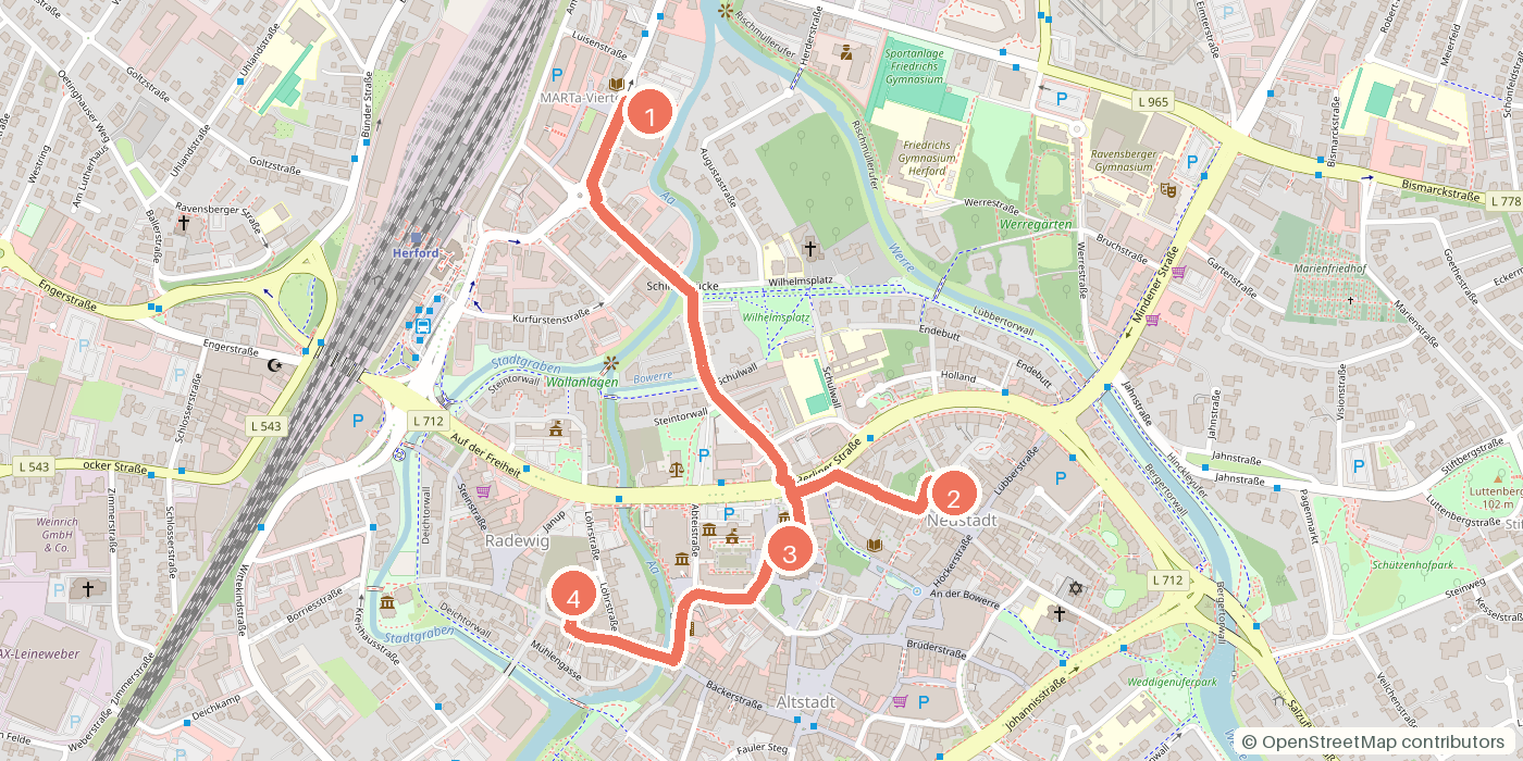 Carte du parcours à pied