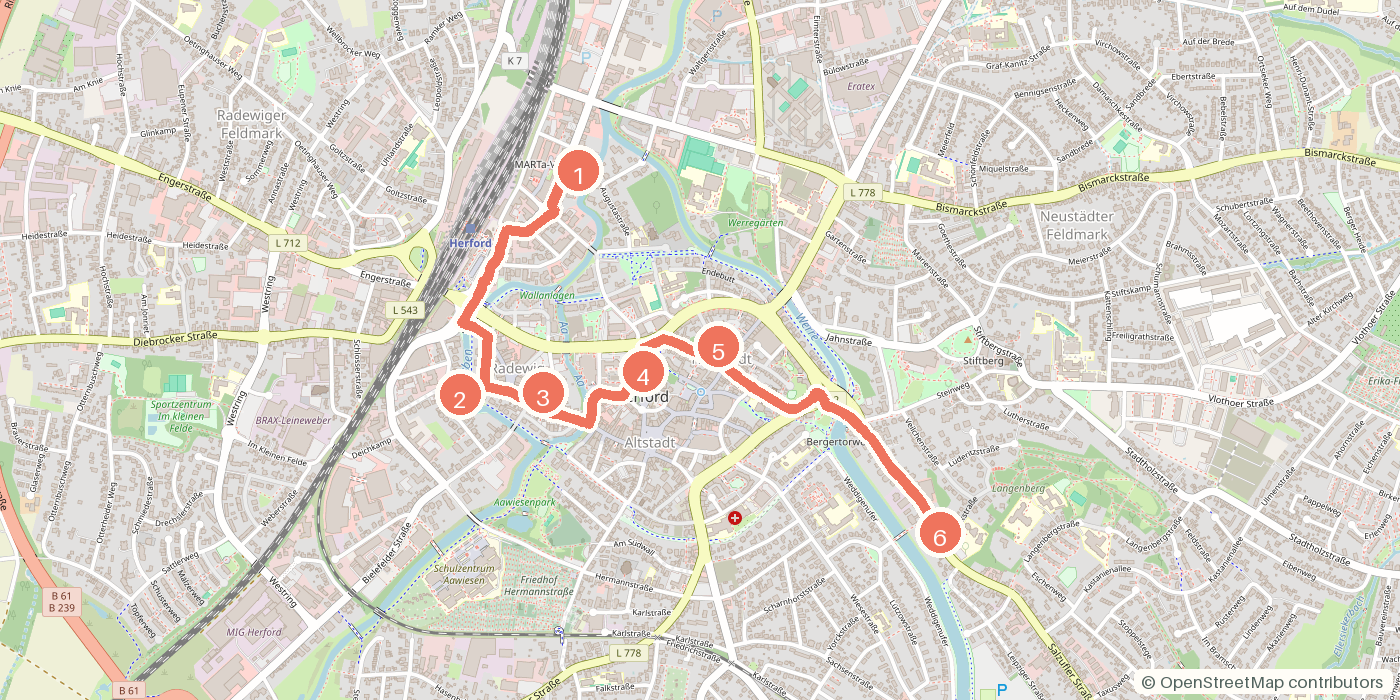 Carte du parcours à pied