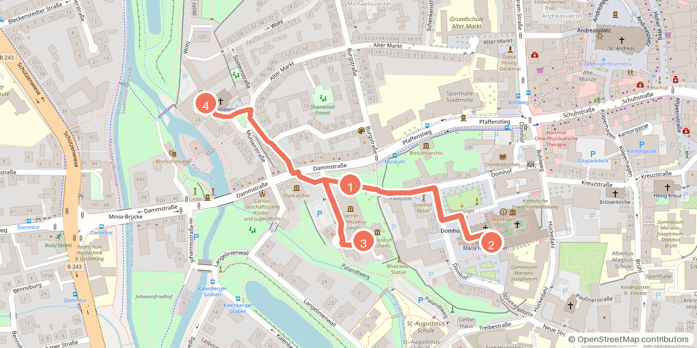 Carte du parcours à pied