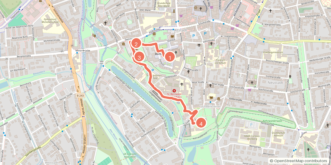 Carte du parcours à pied