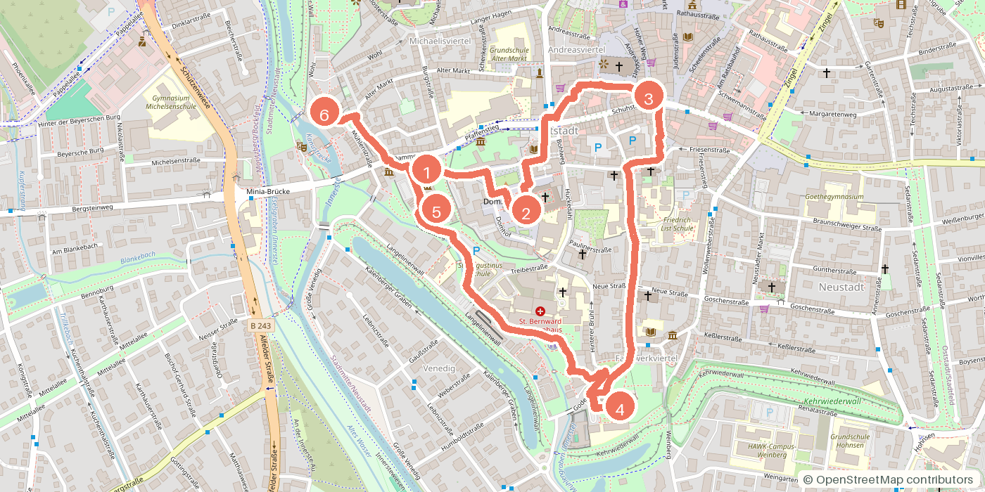 Carte du parcours à pied