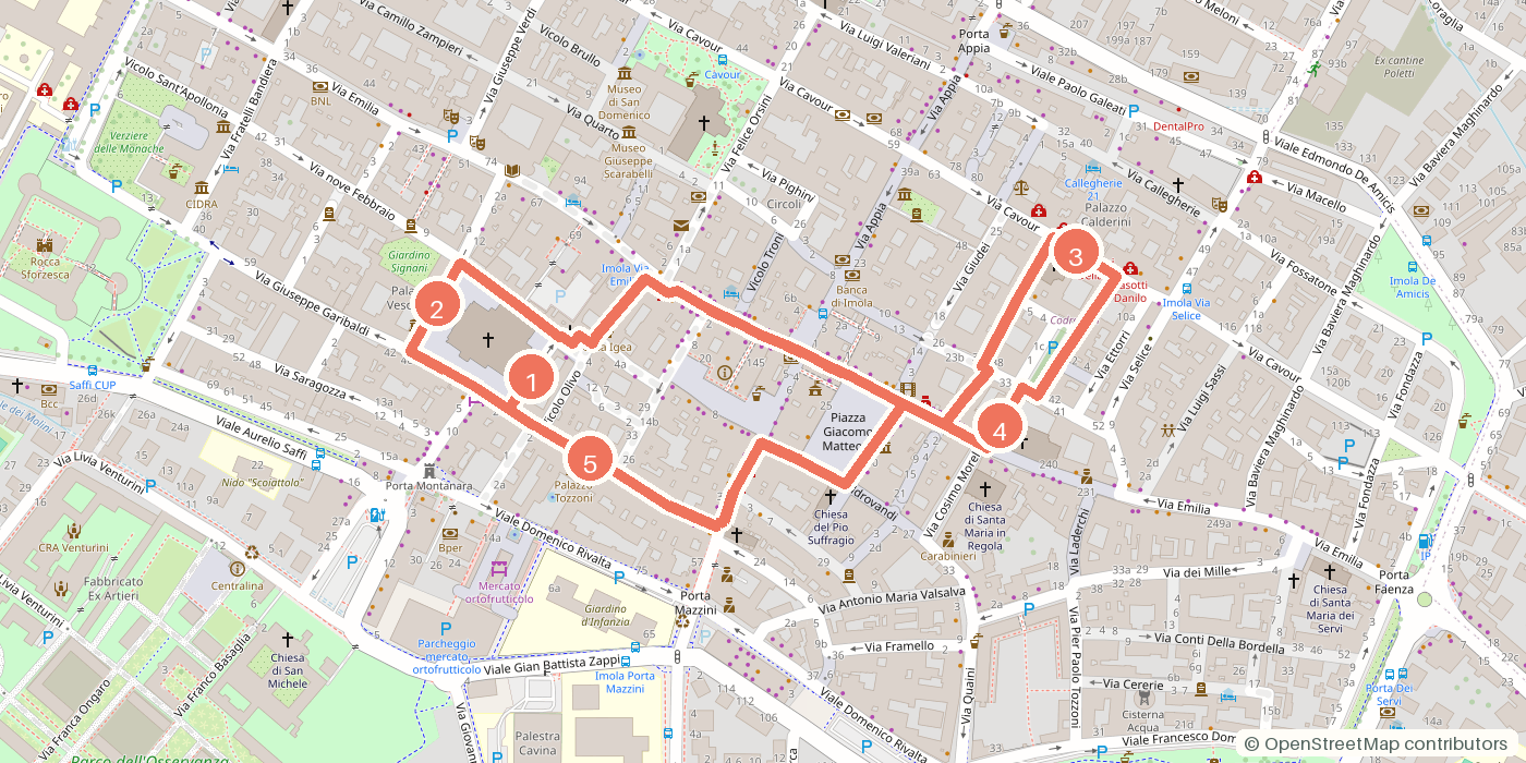 Carte du parcours à pied
