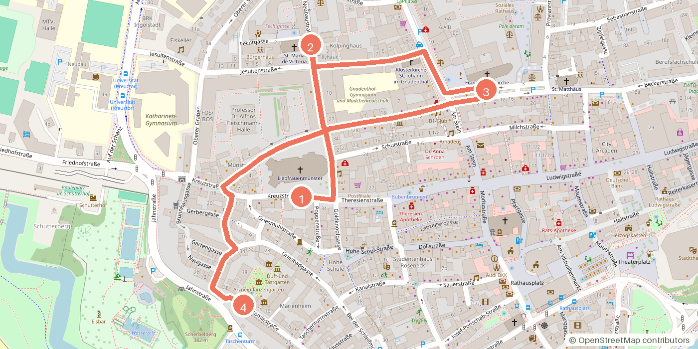 Carte du parcours à pied