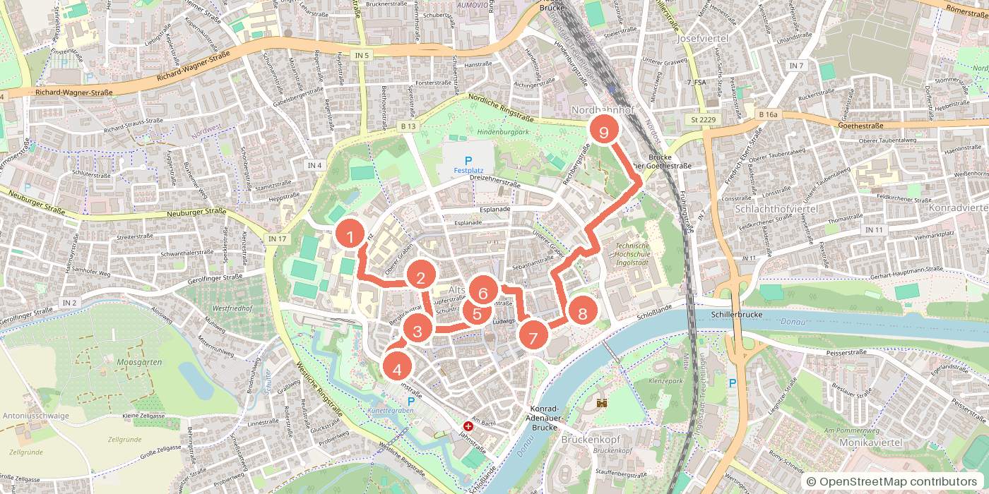 Carte du parcours à pied