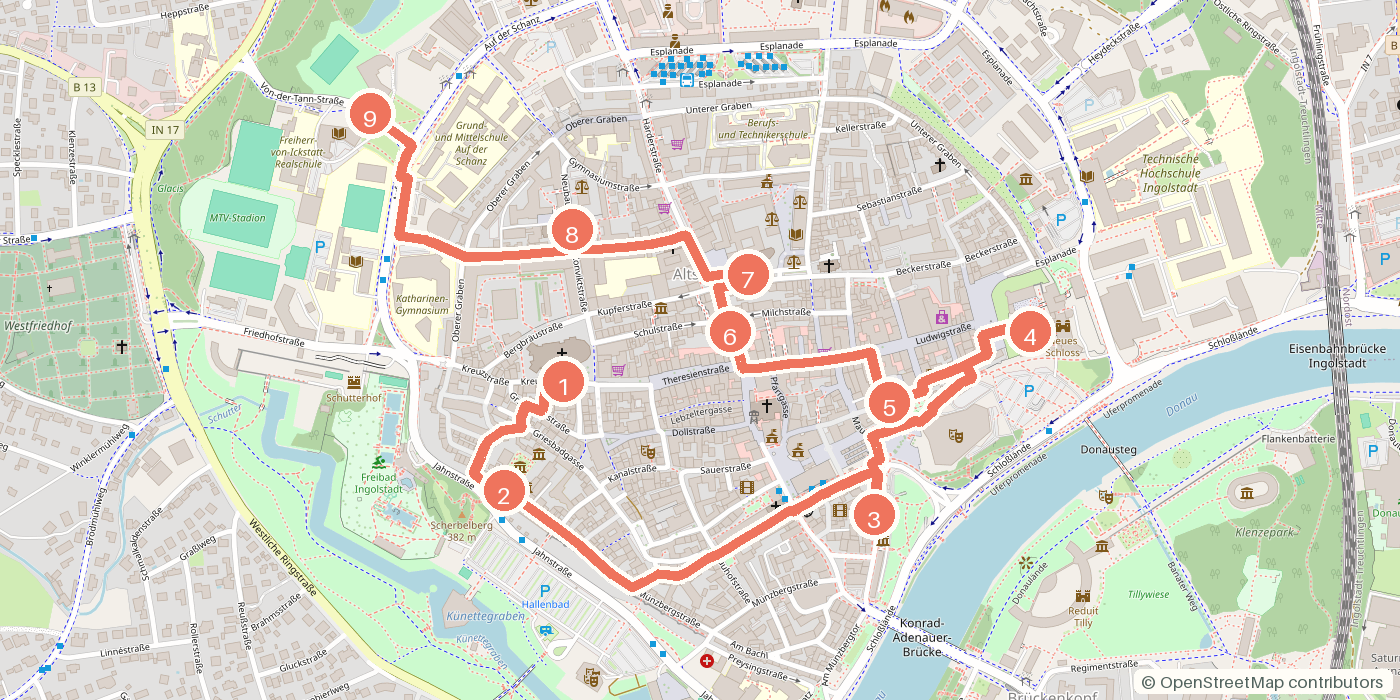 Carte du parcours à pied
