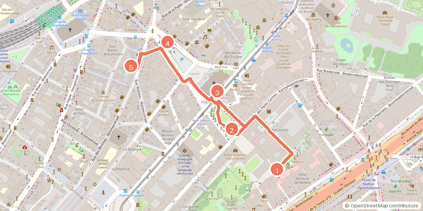 Carte du parcours à pied