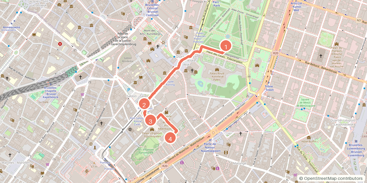 Carte du parcours à pied