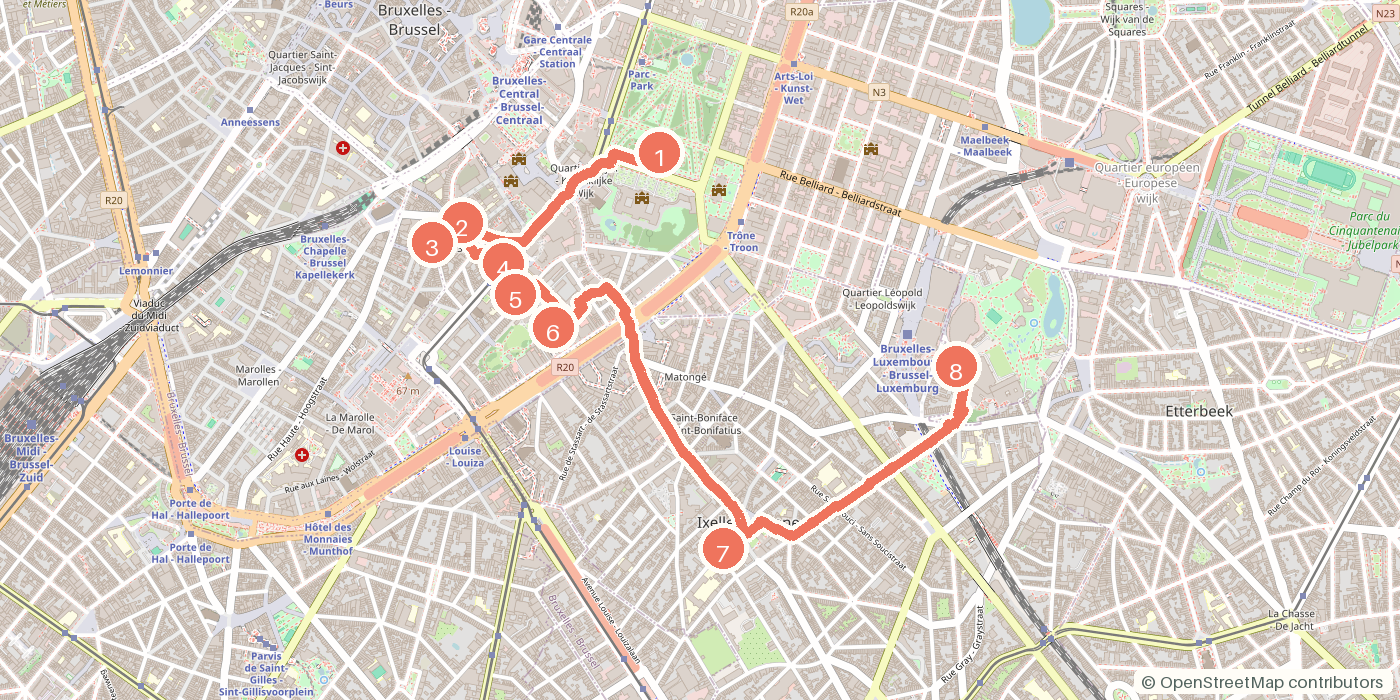 Carte du parcours à pied