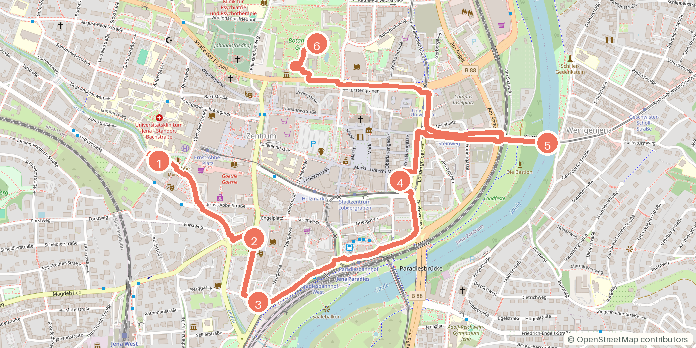 Carte du parcours à pied