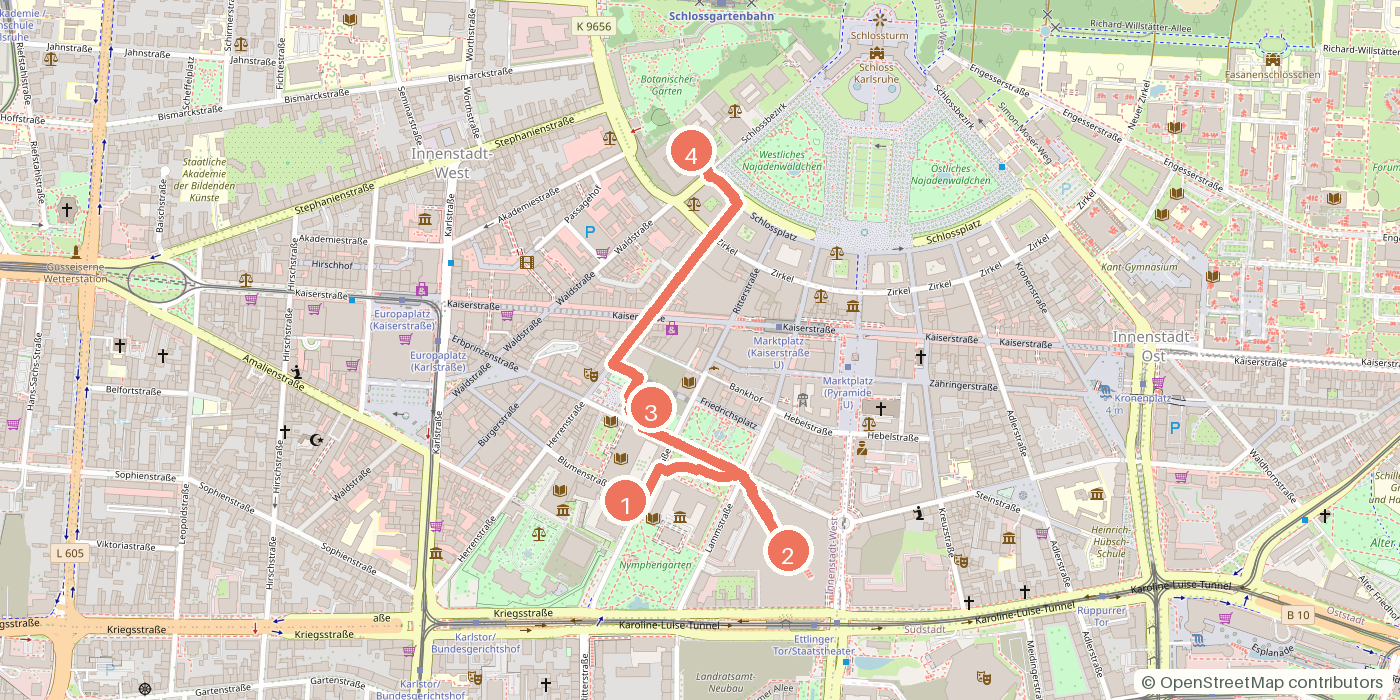 Carte du parcours à pied