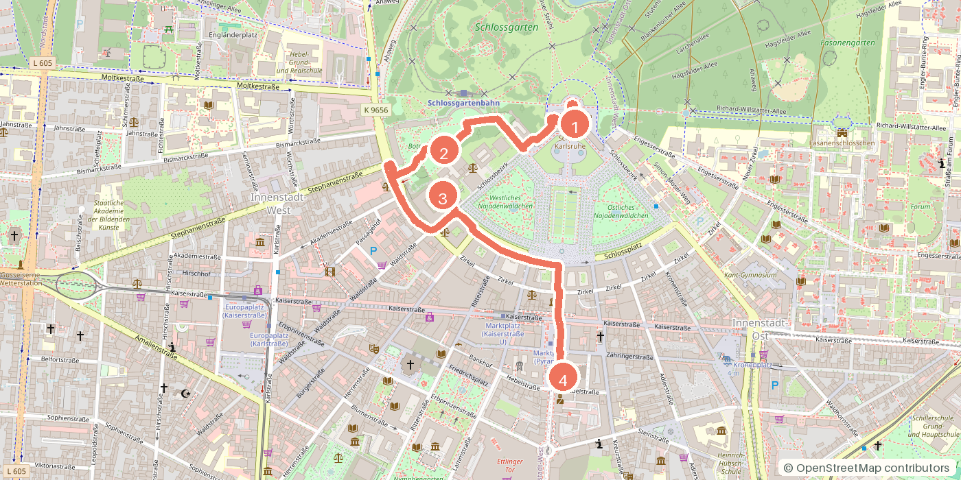 Carte du parcours à pied