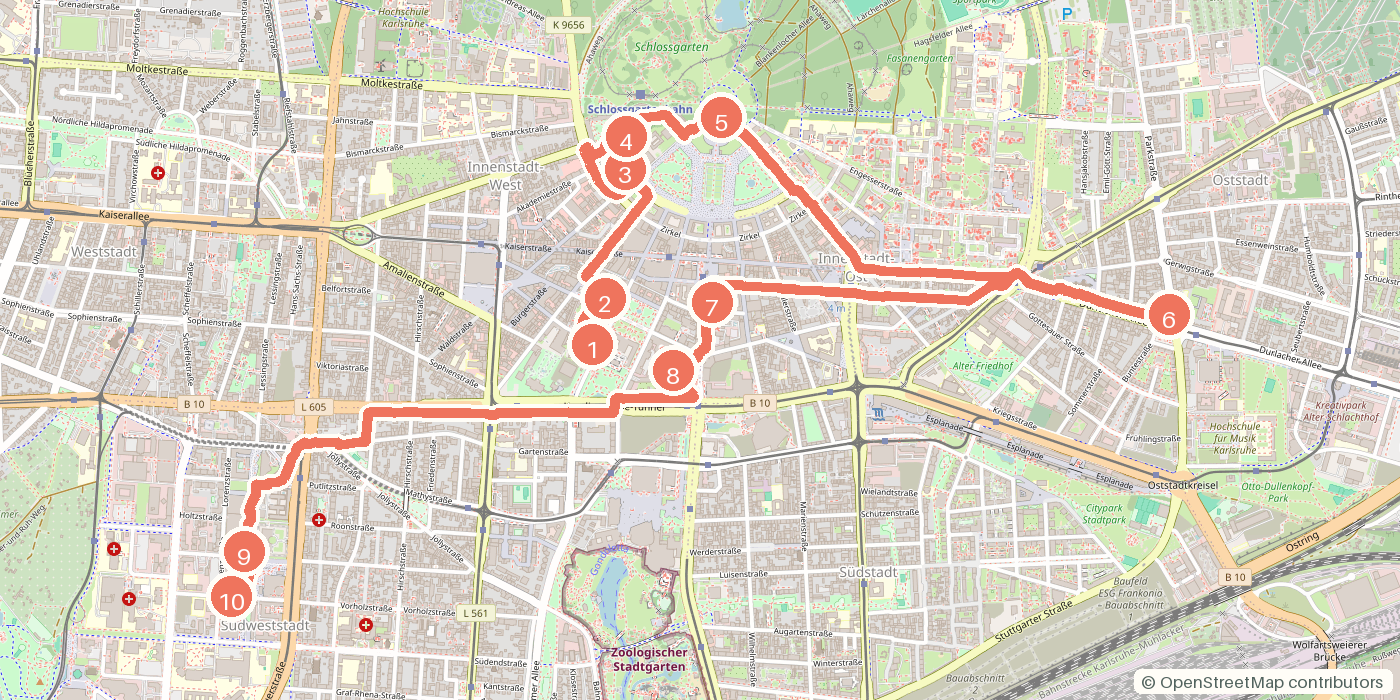 Carte du parcours à pied