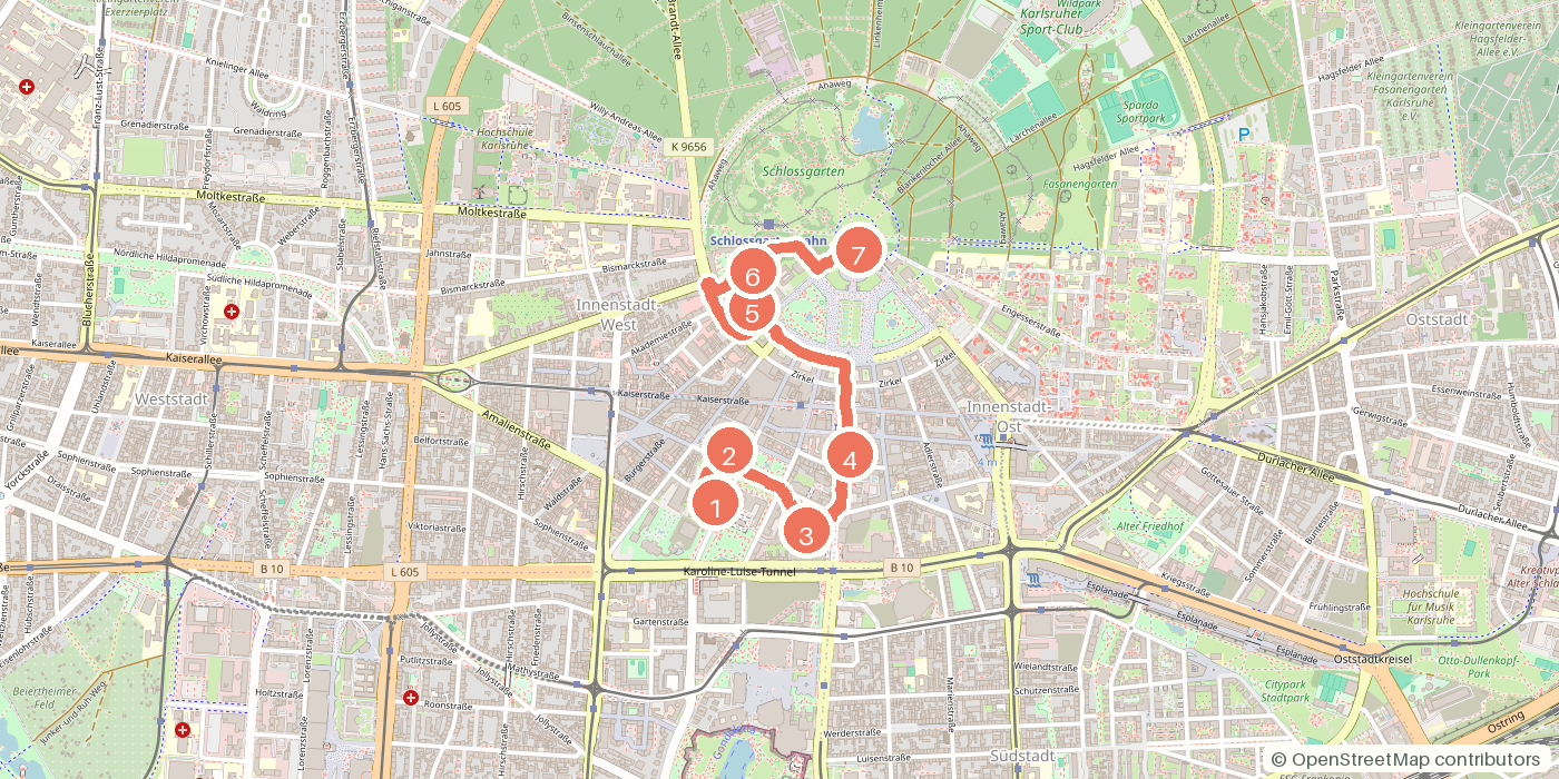 Carte du parcours à pied