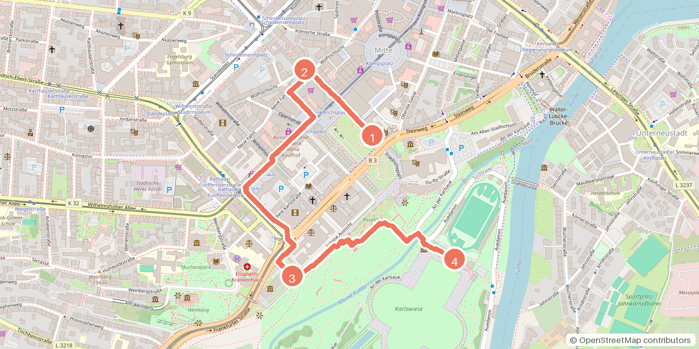 Carte du parcours à pied