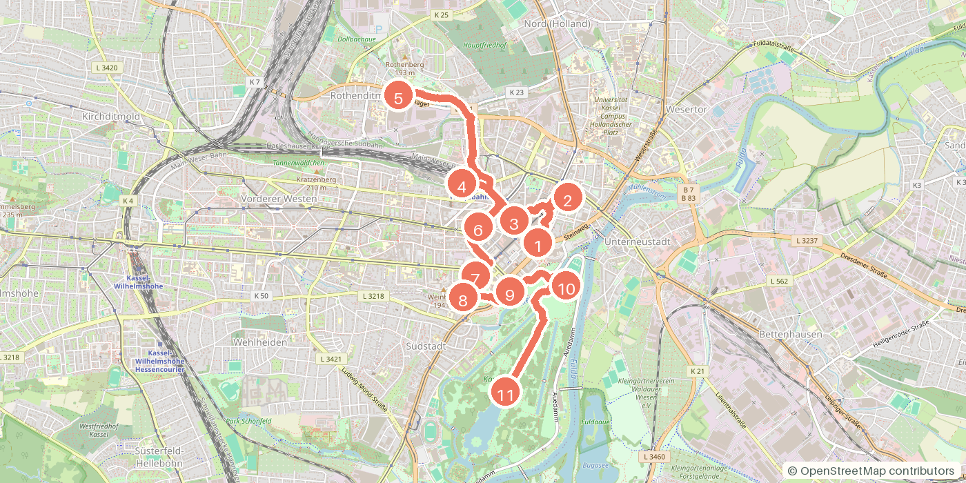 Carte du parcours à pied