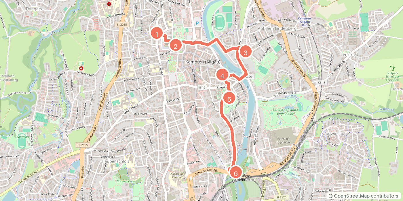 Carte du parcours à pied