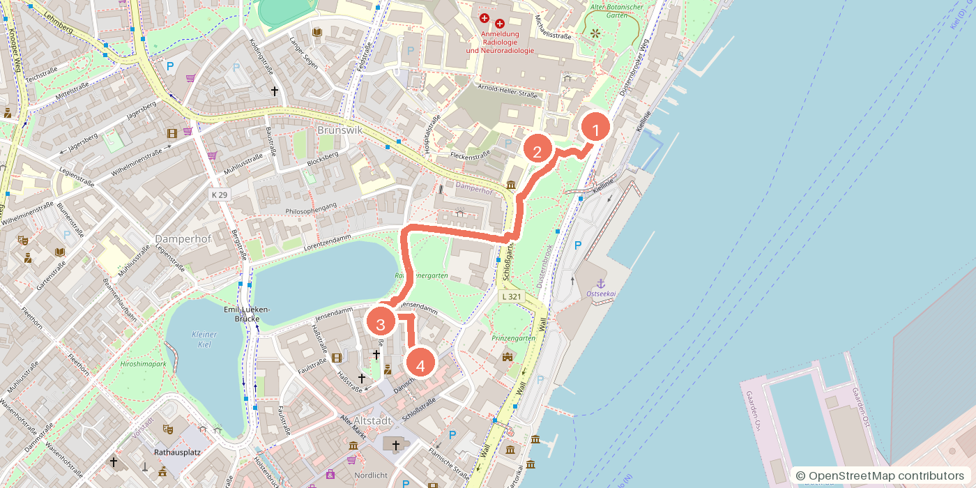 Carte du parcours à pied