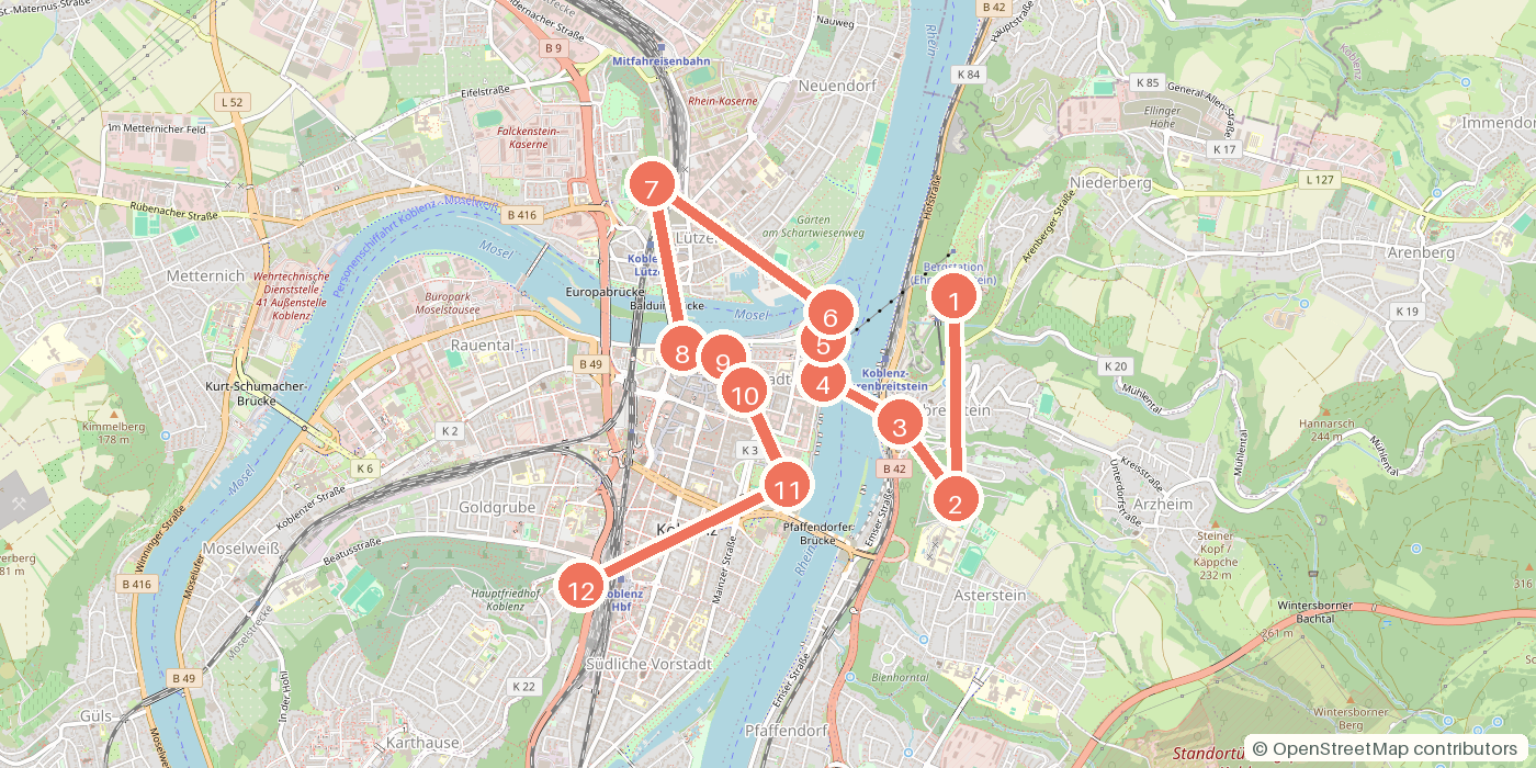 Carte du parcours à pied