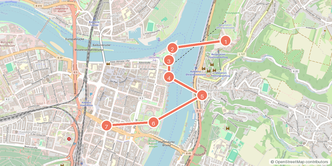 Carte du parcours à pied