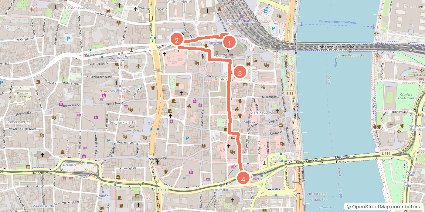 Carte du parcours à pied