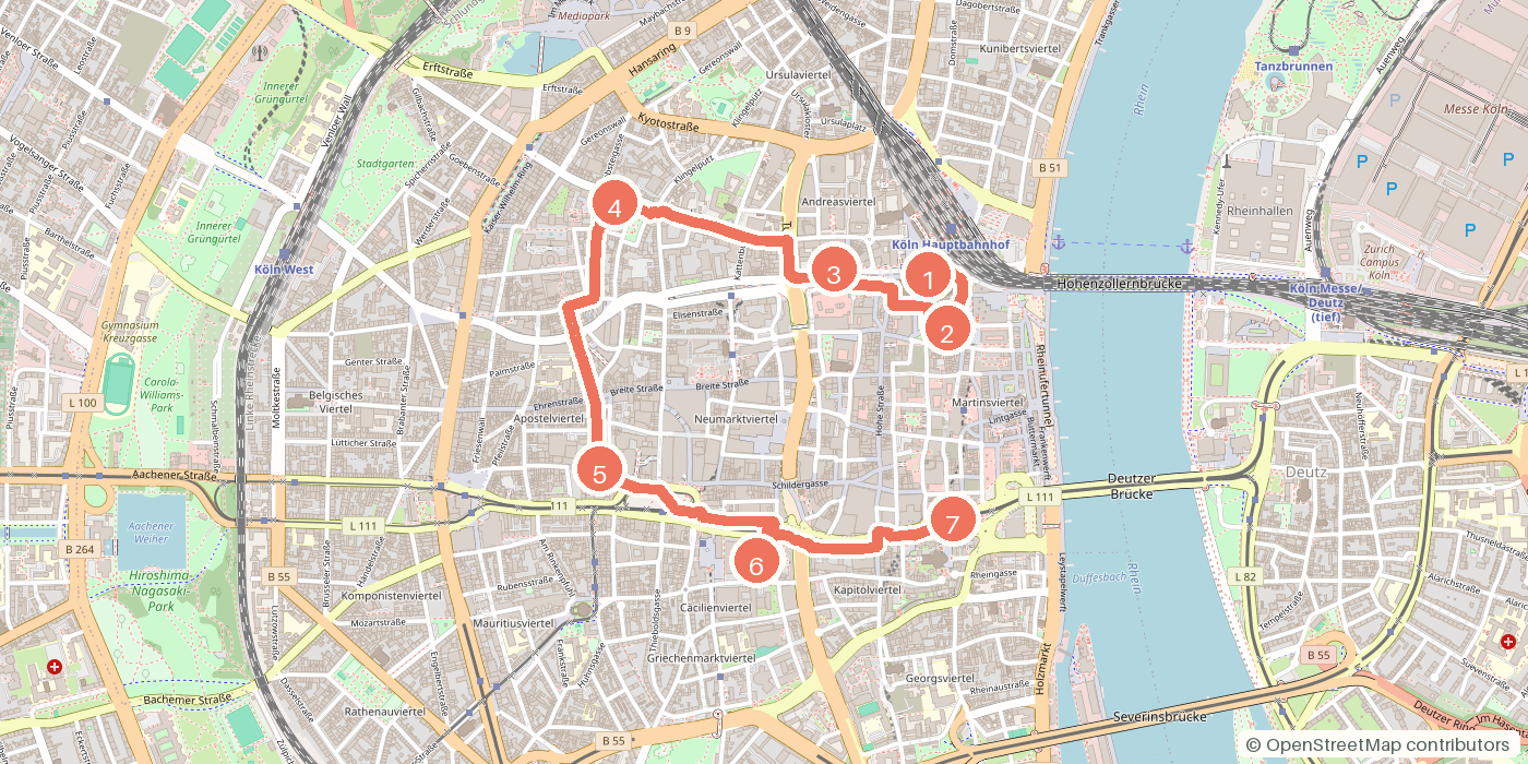 Carte du parcours à pied