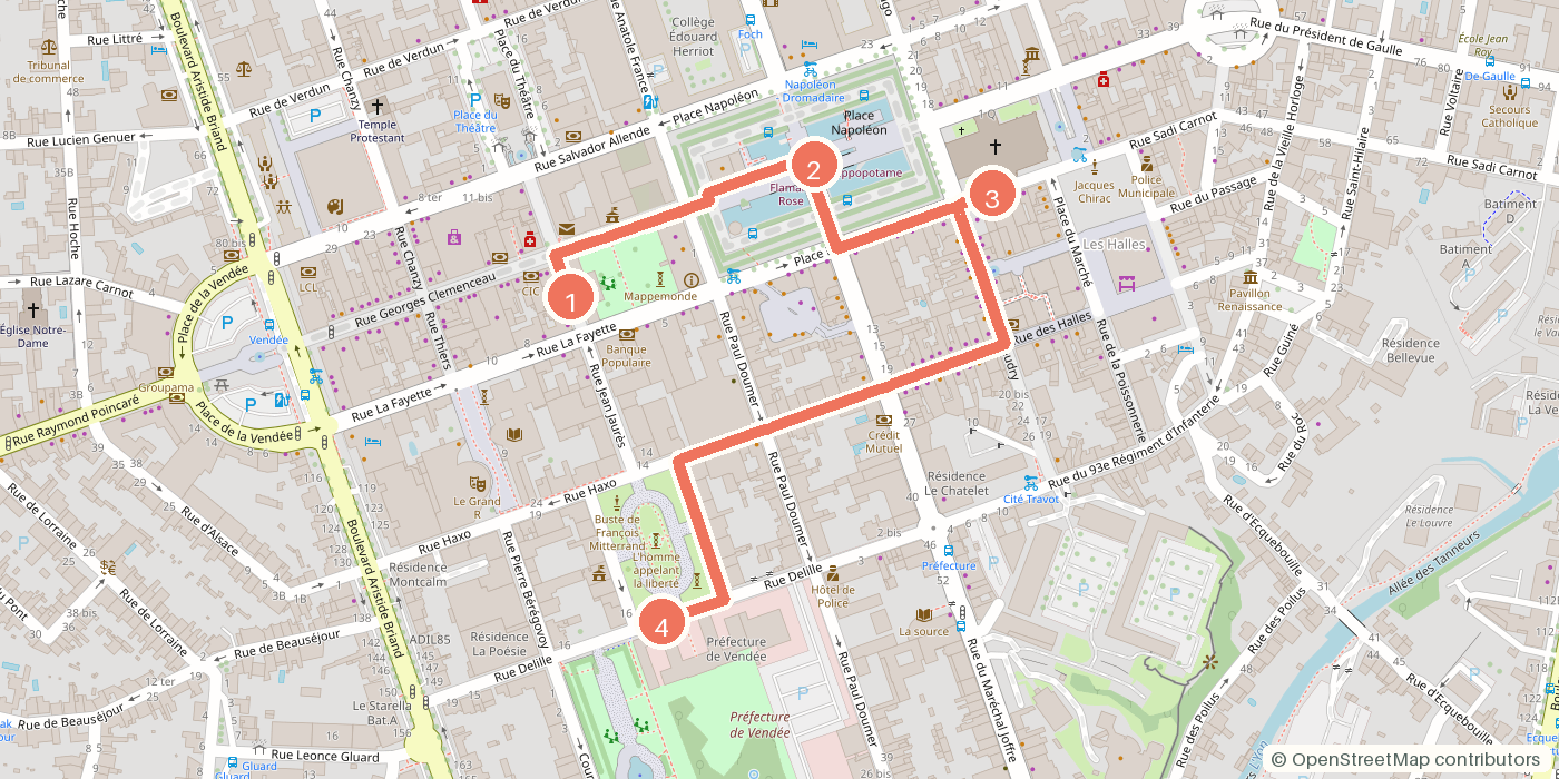 Carte du parcours à pied