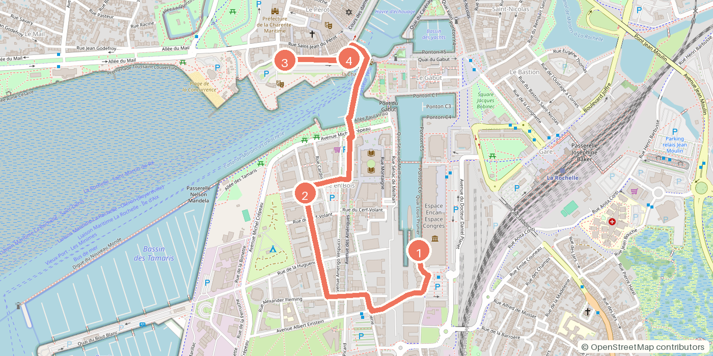 Carte du parcours à pied