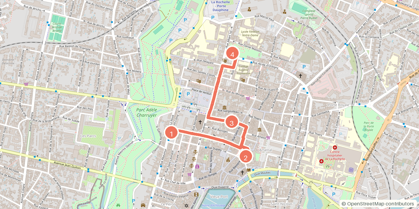 Carte du parcours à pied