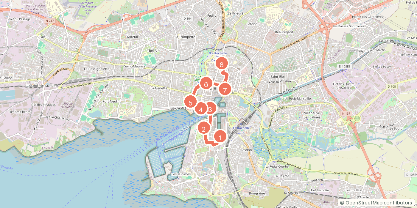 Carte du parcours à pied