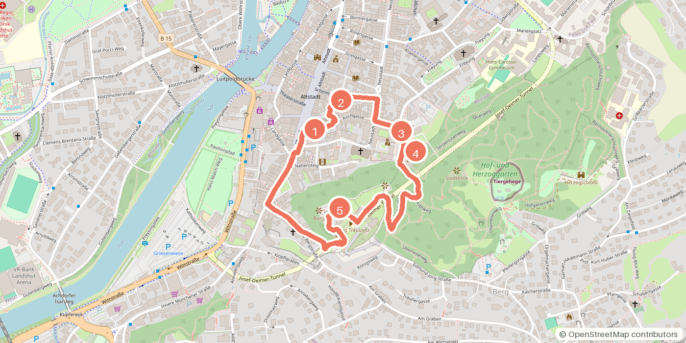 Carte du parcours à pied