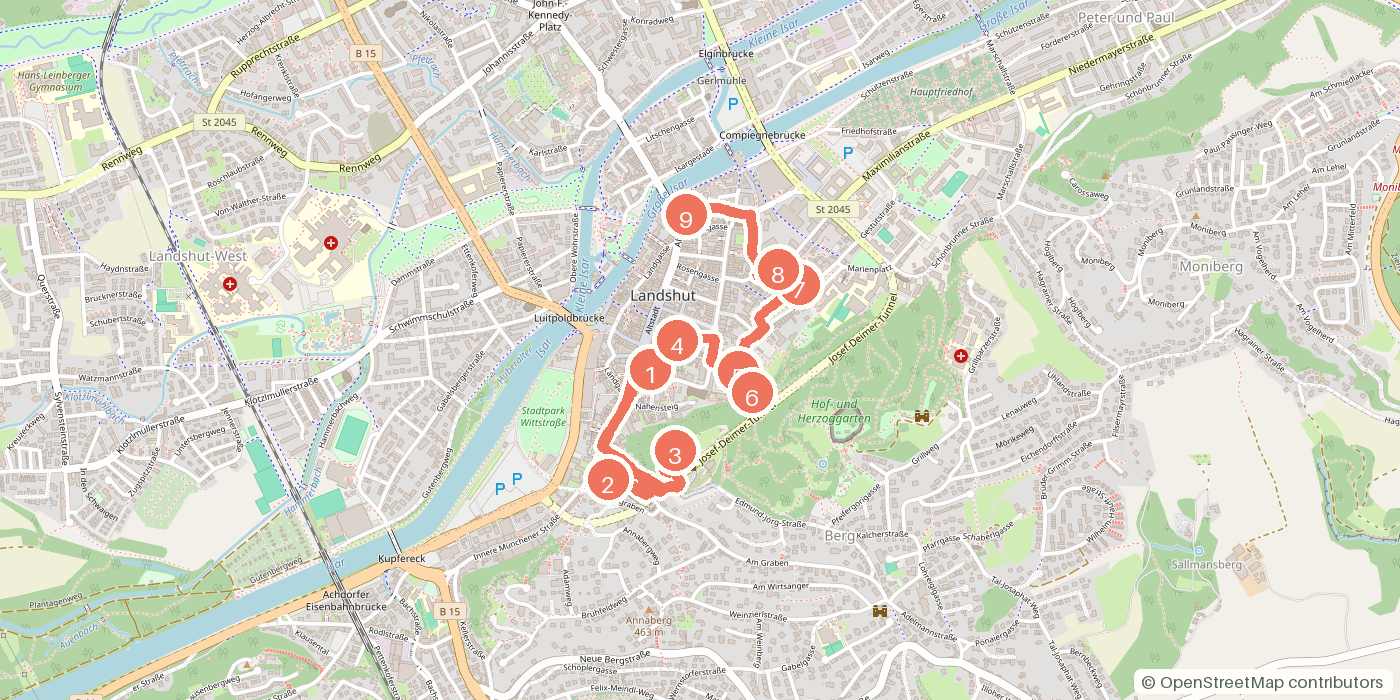 Carte du parcours à pied