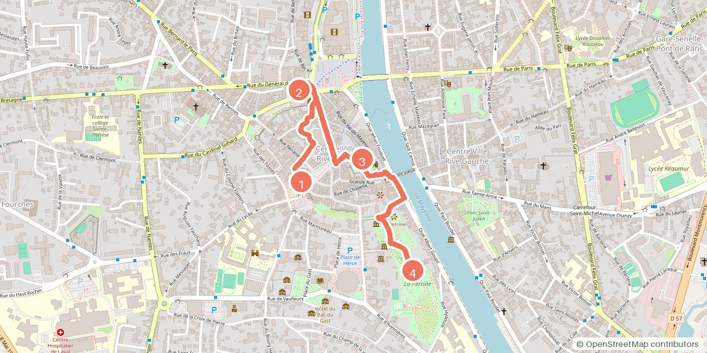 Carte du parcours à pied
