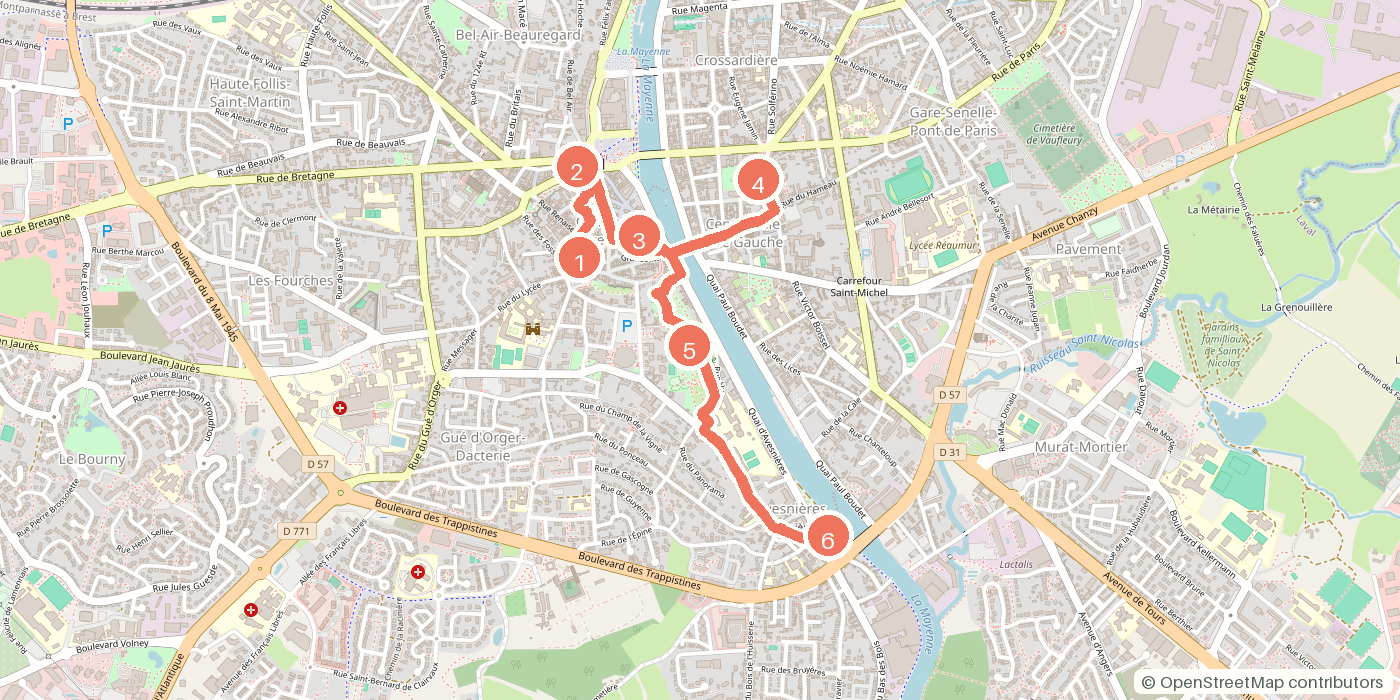 Carte du parcours à pied